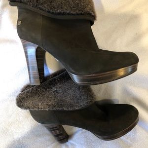 UGG Heeled Short Boots with grey fur